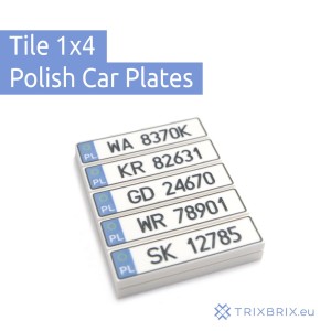 Polish License Plates - Tile 1x4